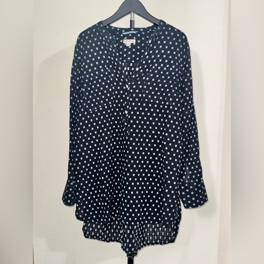 Merona Navy and White Checkered Button Down Shirt